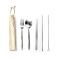 Reusable Stainless Steel 5pcs Cutlery Set With Straw
