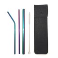 Reusable 4-in-1 Metal Straw Set With Felt Pouch