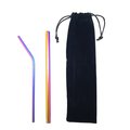 Reusable 2-in-1 Metal Straw Set With Velvet Pouch