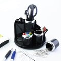 Presentable Rotating Desktop Stationery Holder With Metallic Cups