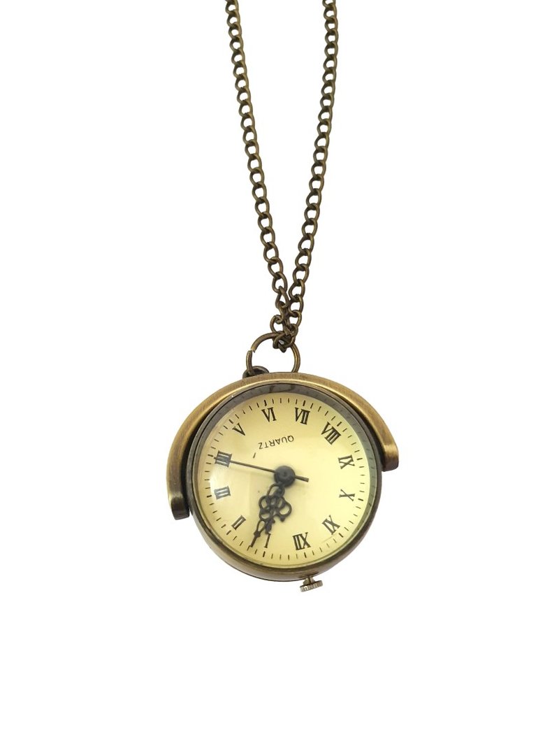 Classic Bronze Necklace Watch (Mini Round Vintage)