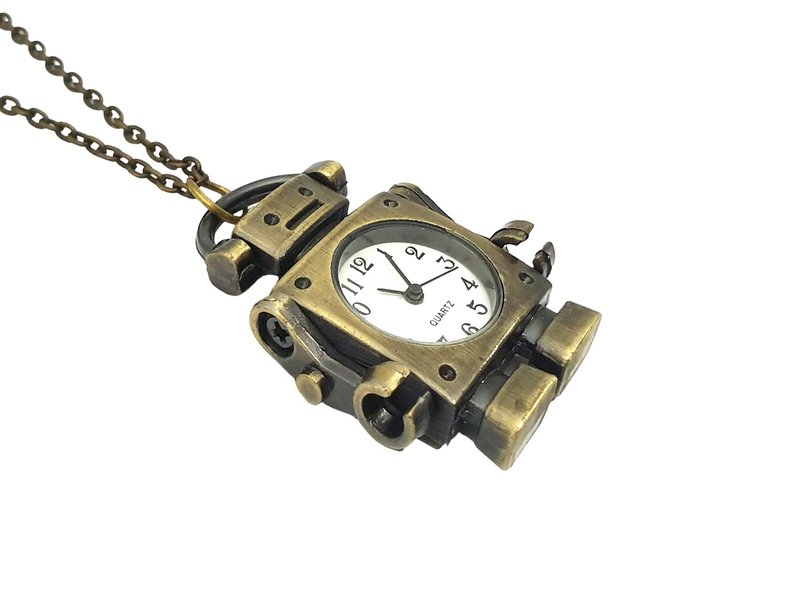 Classic Bronze Necklace Watch (Robot)