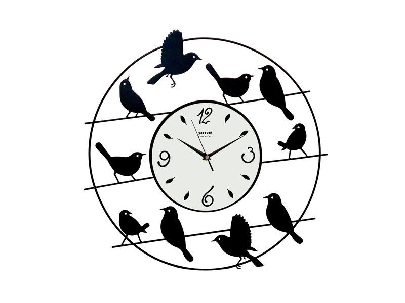 Pictorial Birds On Antenna Wall Clock 