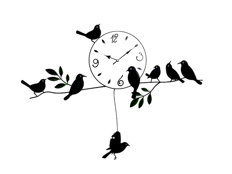 Pictorial Birds On Branch Wall Clock