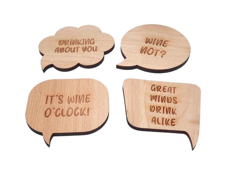 Uplifting Wine Quote Coaster Set