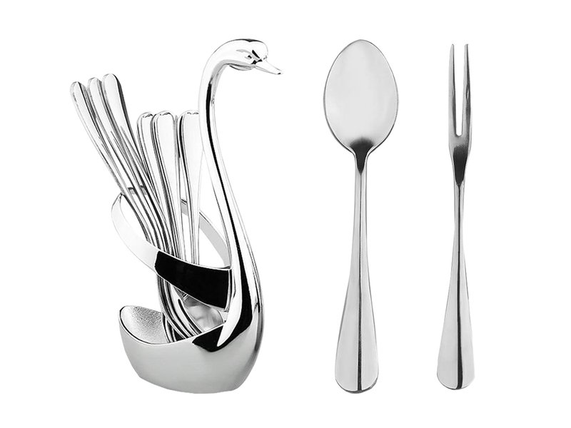 Graceful Swan Fork & Spoon Holder