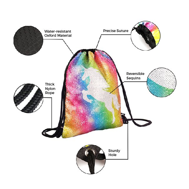 Shimmering Drawstring Backpack With Sequins