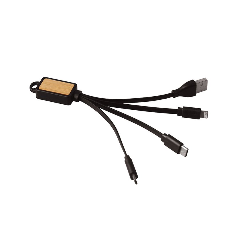 Eco-friendly Bamboo 3-in-1 Charging Cable